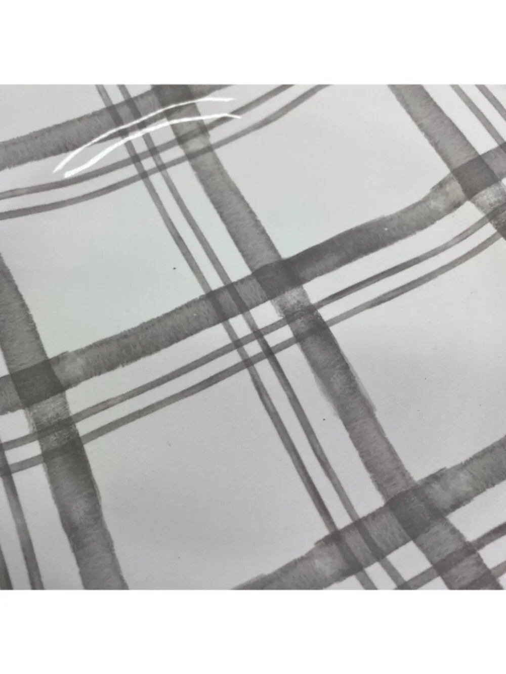 Pier 1 LINEN CHECK Gray Check Plaid Ironstone Round 9